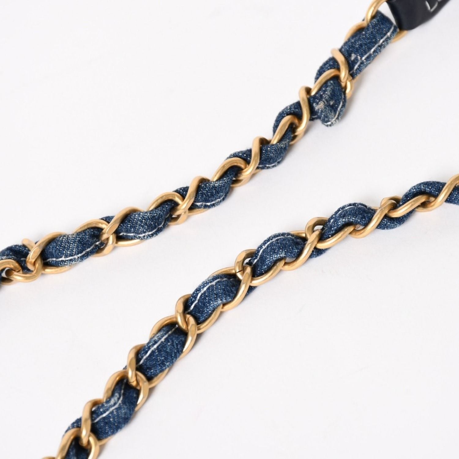 Chanel Vanity Chain Shoulder Bag CC Logo Denim Wild Stitch Gold — view 6
