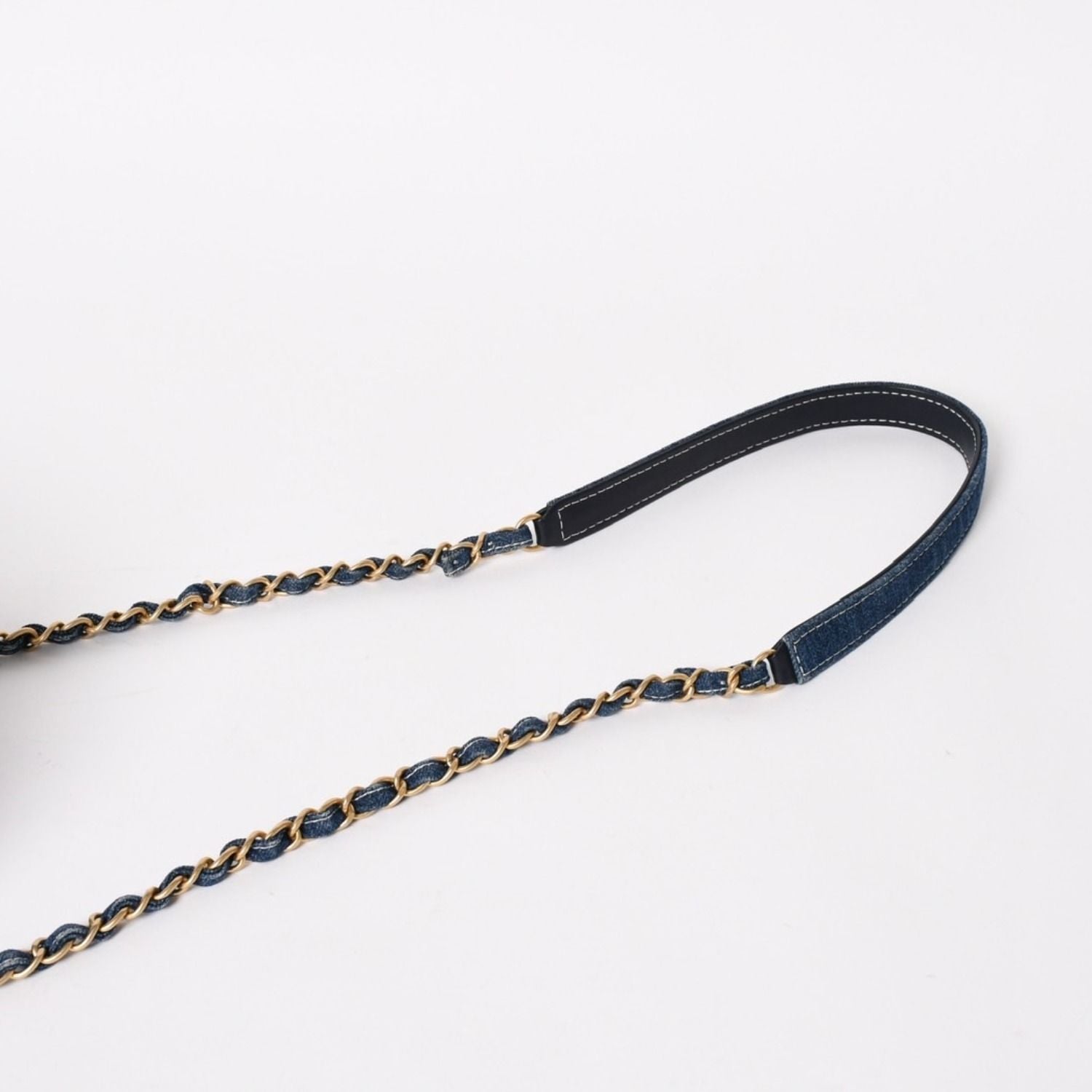 Chanel Vanity Chain Shoulder Bag CC Logo Denim Wild Stitch Gold — view 7