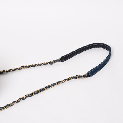 Chanel Vanity Chain Shoulder Bag CC Logo Denim Wild Stitch Gold — view 7