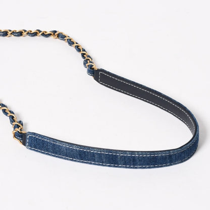 Chanel Vanity Chain Shoulder Bag CC Logo Denim Wild Stitch Gold — view 8