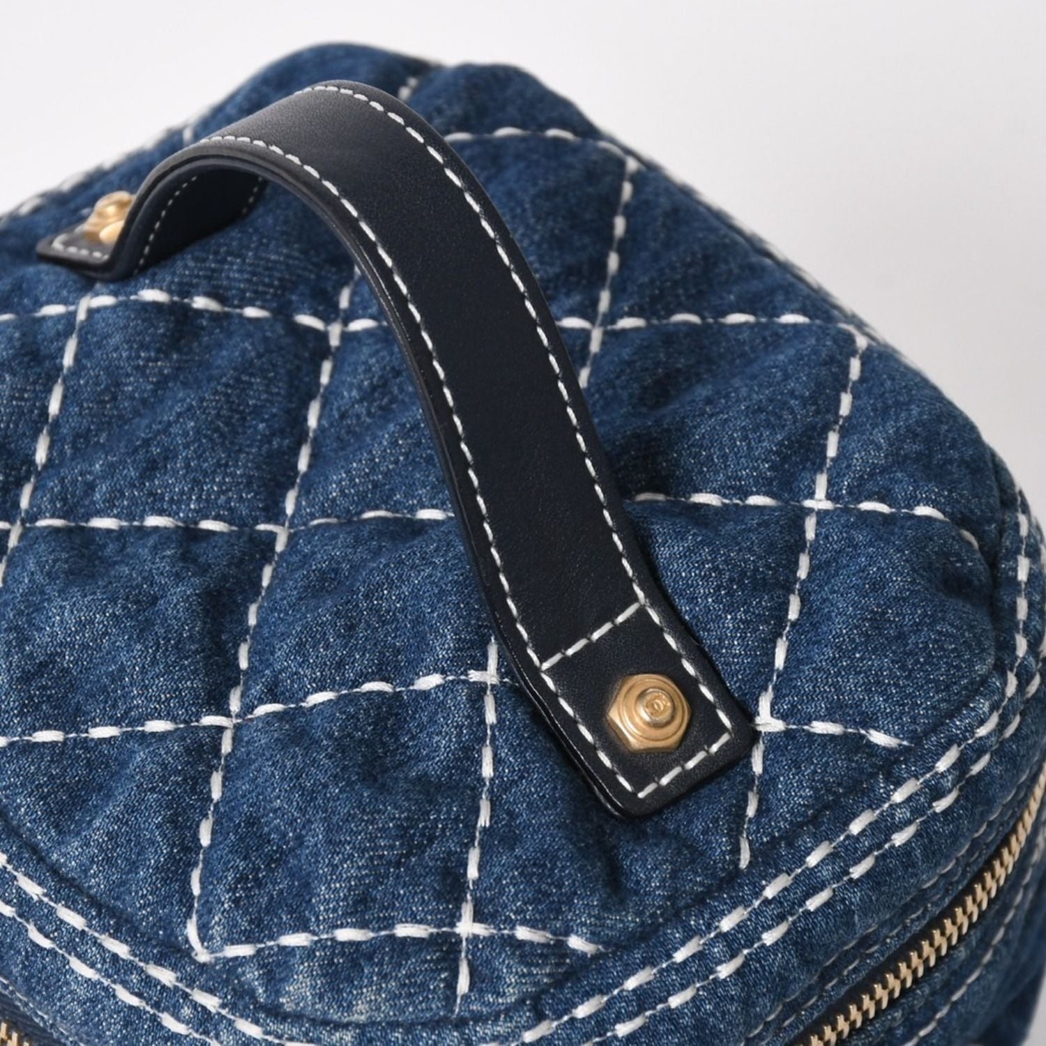 Chanel Vanity Chain Shoulder Bag CC Logo Denim Wild Stitch Gold — view 5