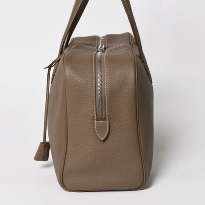 Hermes Victoria 2 35 Etoupe Silver Taurillon Clemence Tote Travel Bag — view 5