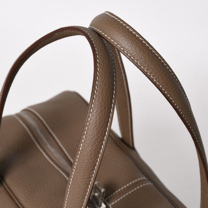Hermes Victoria 2 35 Etoupe Silver Taurillon Clemence Tote Travel Bag — view 6