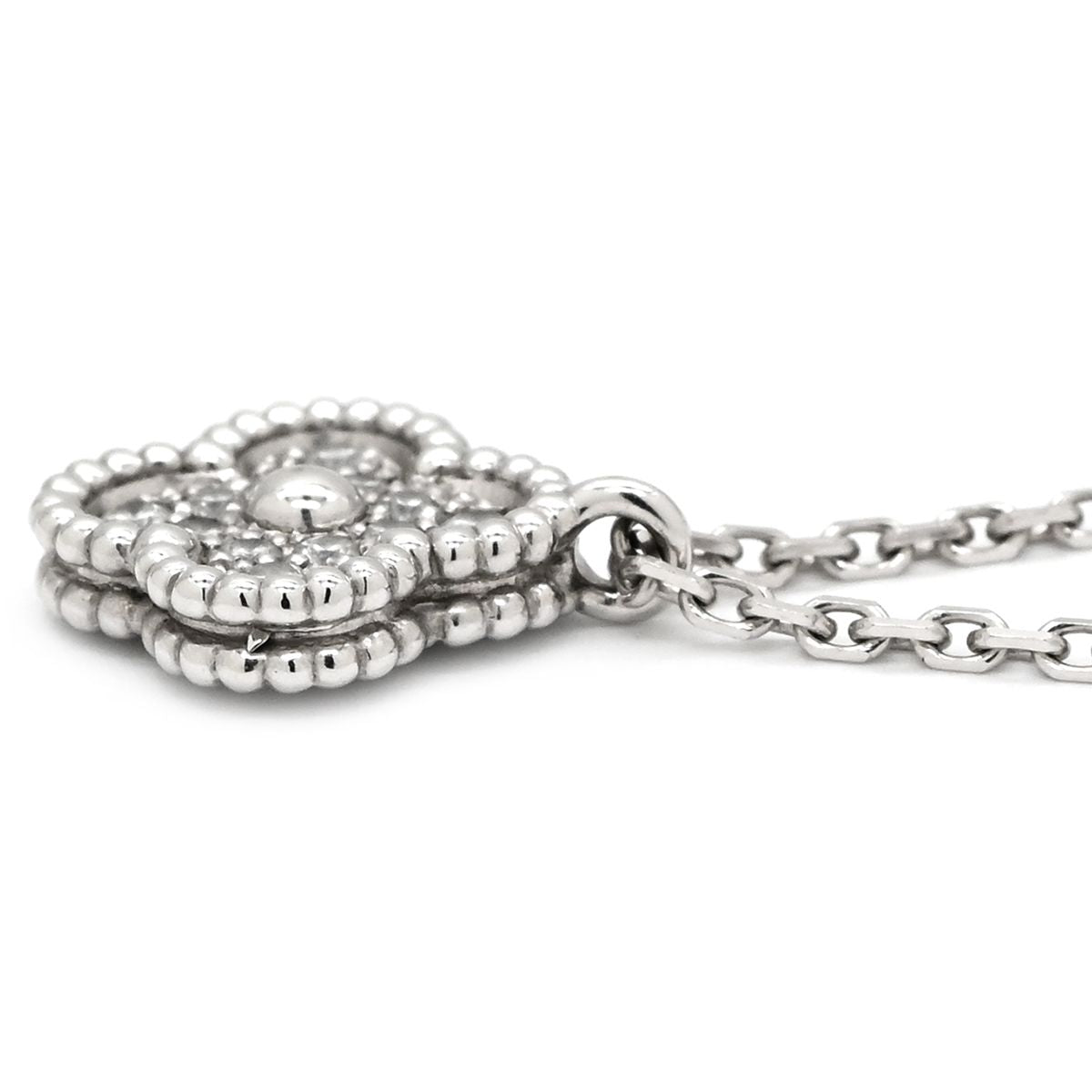 Van Cleef & Arpels Necklace Sweet Alhambra Pendant White Gold 750 18K Diamond — view 3
