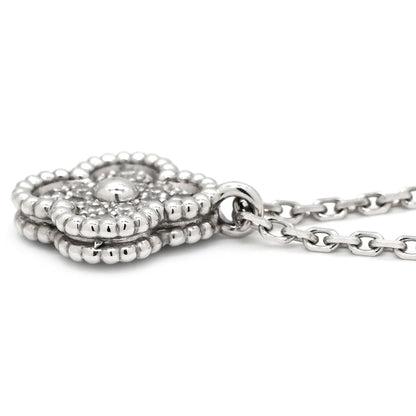 Van Cleef & Arpels Necklace Sweet Alhambra Pendant White Gold 750 18K Diamond — view 3