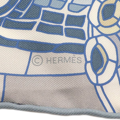Hermes Scarf Carre 90 Silk Blue Multicolor le Voyage — view 5