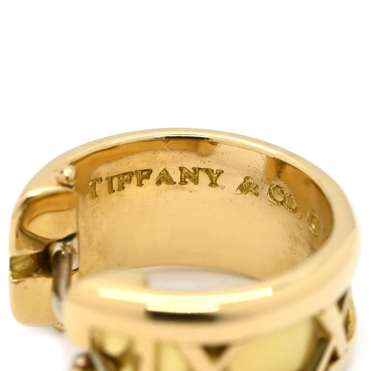 Tiffany & Co Earrings Atlas Hoop Yellow Gold T& 18K Roman Numerals — view 6