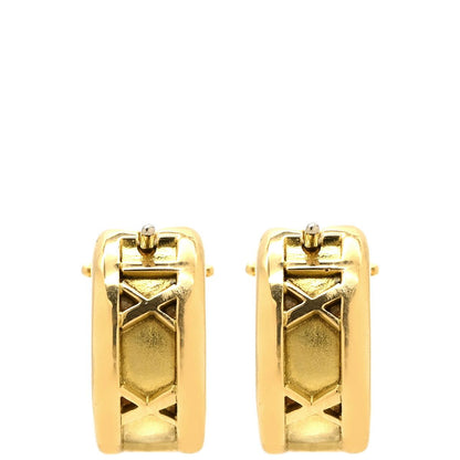 Tiffany & Co Earrings Atlas Hoop Yellow Gold T& 18K Roman Numerals — view 2