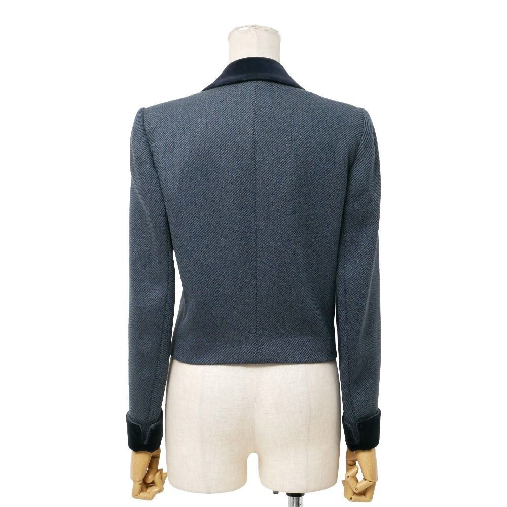 Saint Laurent Vintage Diffusion Femme Jacket M Cropped Blazer Velveteen Contrast — view 2