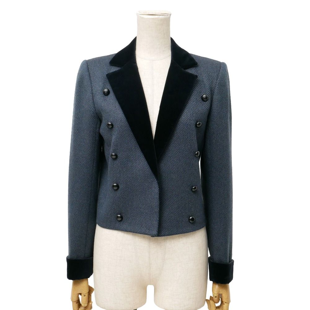 Saint Laurent Vintage Diffusion Femme Jacket M Cropped Blazer Velveteen Contrast