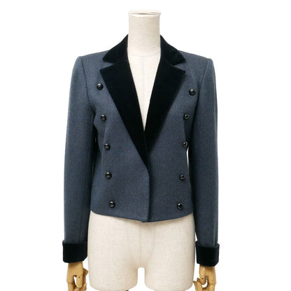 Saint Laurent Vintage Diffusion Femme Jacket M Cropped Blazer Velveteen Contrast