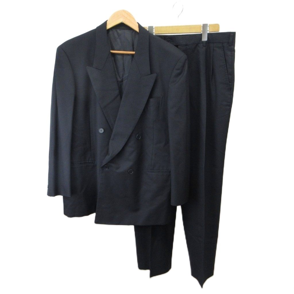 Saint Laurent Suit Set Jacket Pants Wool Be4 Navy Dark Blue Double Breasted