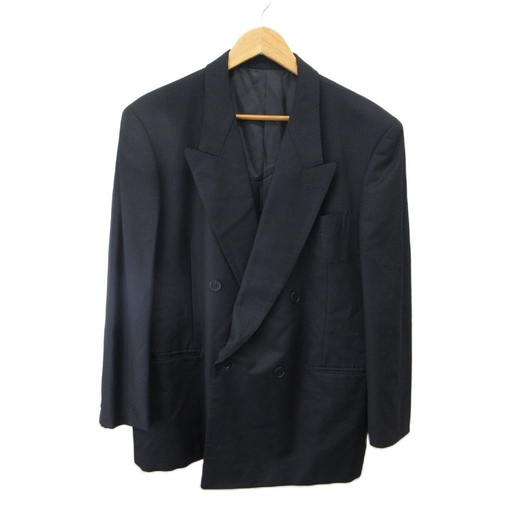 Saint Laurent Suit Set Jacket Pants Wool Be4 Navy Dark Blue Double Breasted — view 2