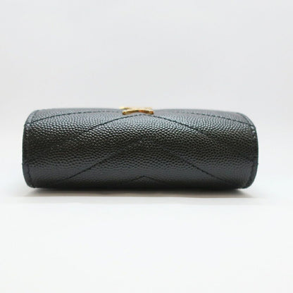 Saint Laurent Ten Multi Fold Wallet Black Leather Compact Mini Logo Quilted — view 6