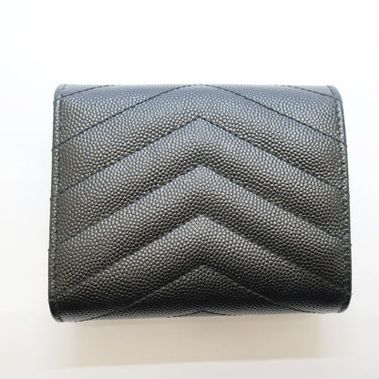 Saint Laurent Ten Multi Fold Wallet Black Leather Compact Mini Logo Quilted — view 2