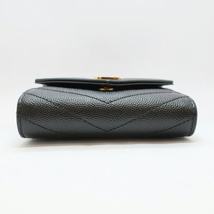 Saint Laurent Ten Multi Fold Wallet Black Leather Compact Mini Logo Quilted — view 5
