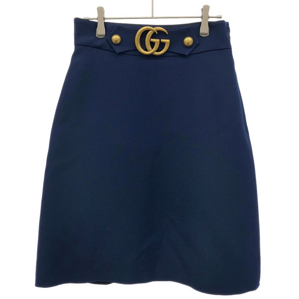 Gucci GG Marmont Wool Silk Skirt Blue 40