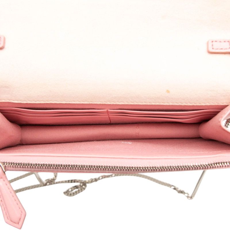 Fendi Chain Shoulder Bag Wallet Pink Leather — view 4