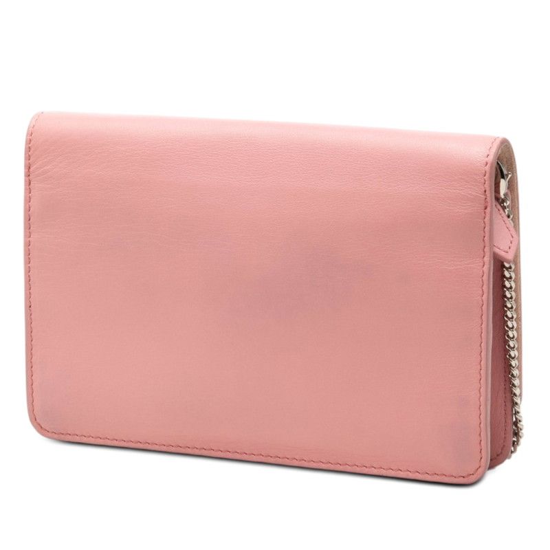 Fendi Chain Shoulder Bag Wallet Pink Leather — view 2