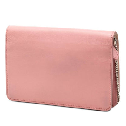 Fendi Chain Shoulder Bag Wallet Pink Leather — view 2
