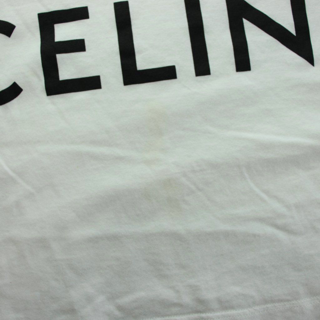 Celine T-Shirt Short Sleeve Cropped Short Length Logo S White MW — view 6