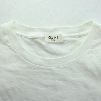 Celine T-Shirt Short Sleeve Cropped Short Length Logo S White MW — view 5