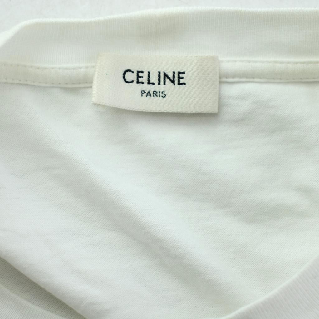 Celine T-Shirt Short Sleeve Cropped Short Length Logo S White MW — view 4