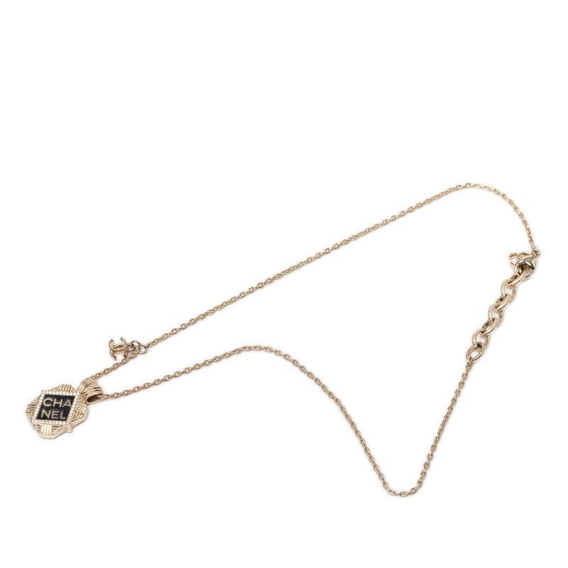 Chanel CC Logo Chain Pendant 21 Gold Black Plated Rhinestone — view 3
