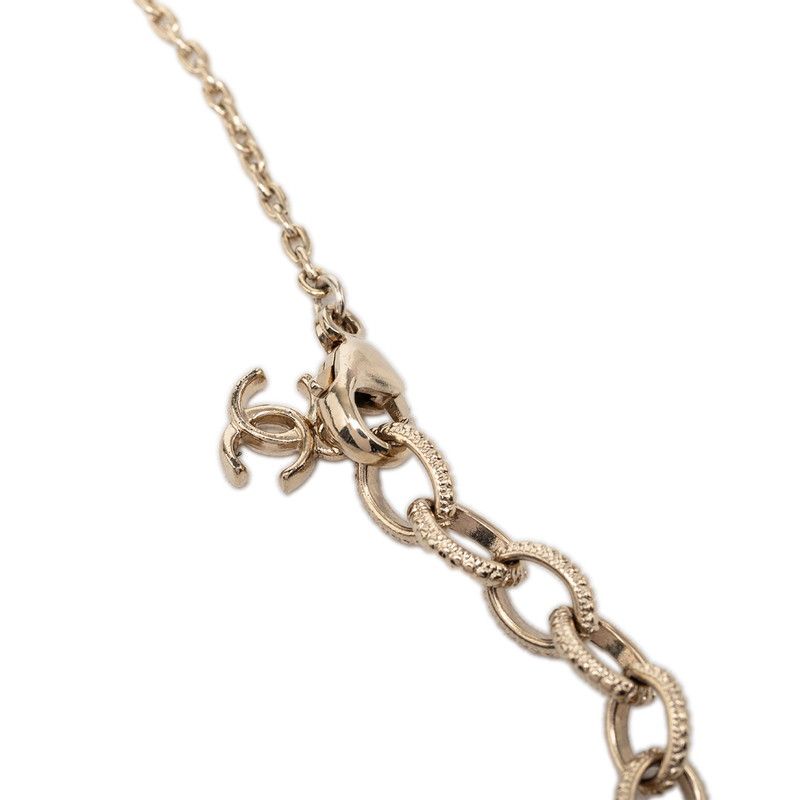 Chanel CC Logo Chain Pendant 21 Gold Black Plated Rhinestone — view 5
