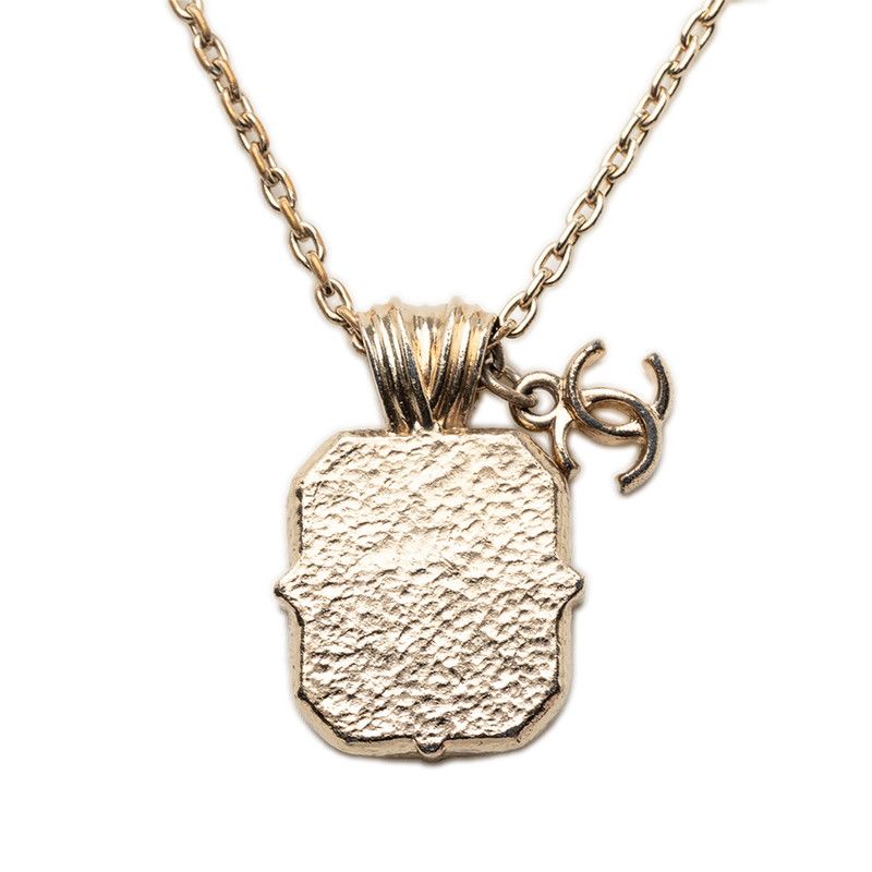 Chanel CC Logo Chain Pendant 21 Gold Black Plated Rhinestone — view 2