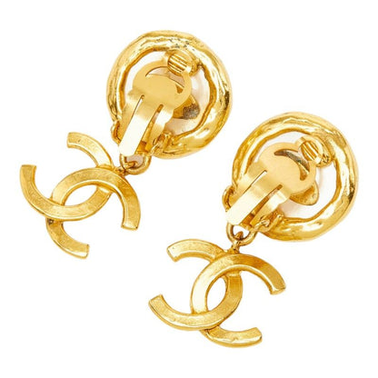 Chanel 95P CC Logo Vintage Swing Earrings 95 Gold Plated Faux Pearl — view 3