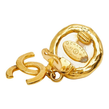 Chanel 95P CC Logo Vintage Swing Earrings 95 Gold Plated Faux Pearl — view 4