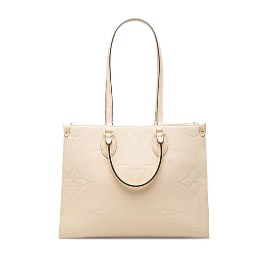 Louis Vuitton Monogram Empreinte On The Go MM Tote Bag Cream Ivory Leather