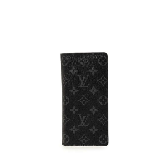 Louis Vuitton Monogram Eclipse Portefeuille Brazza Wallet Black Leather