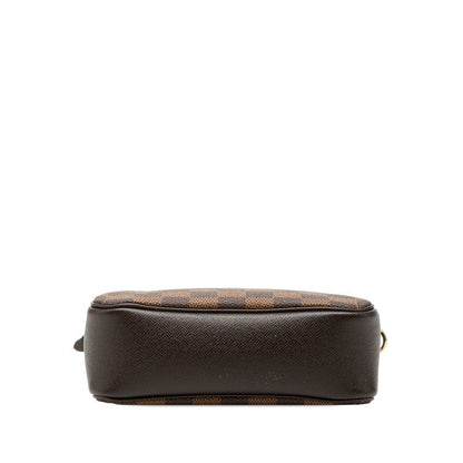 Louis Vuitton Damier Trousse Makeup Pouch Handbag Brown Leather — view 3