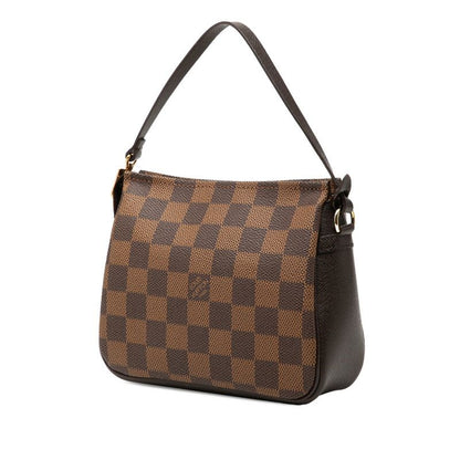 Louis Vuitton Damier Trousse Makeup Pouch Handbag Brown Leather — view 2