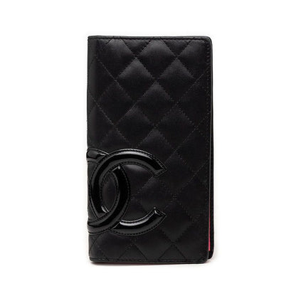 Chanel Cambon Line CC Logo Wallet Black Leather
