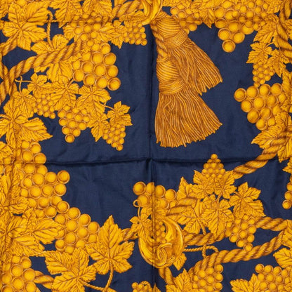 Chanel Grape Scarf Navy Yellow Silk — view 2