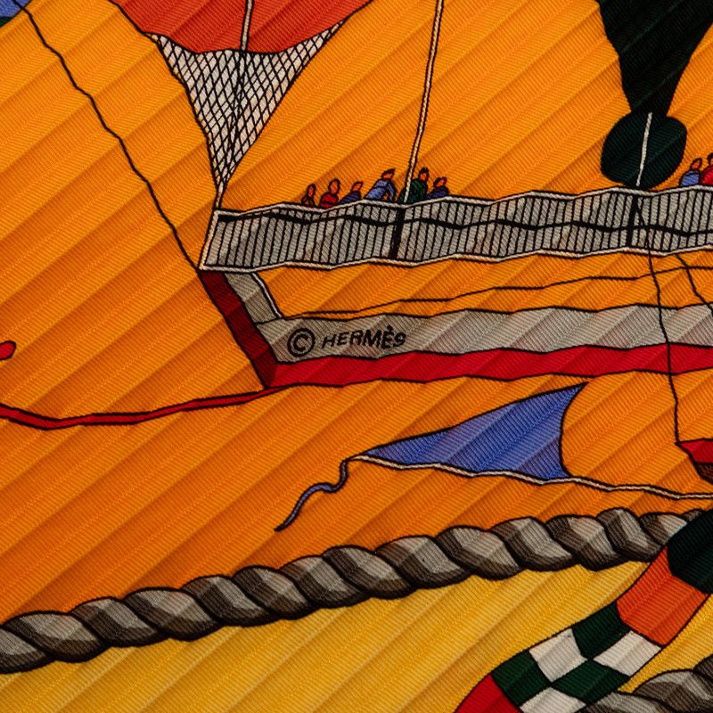Hermes Puri Carre les Folies du Ciel Madness in the Sky Scarf Orange Silk — view 6