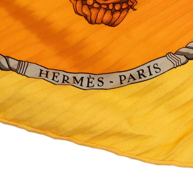Hermes Puri Carre les Folies du Ciel Madness in the Sky Scarf Orange Silk — view 7