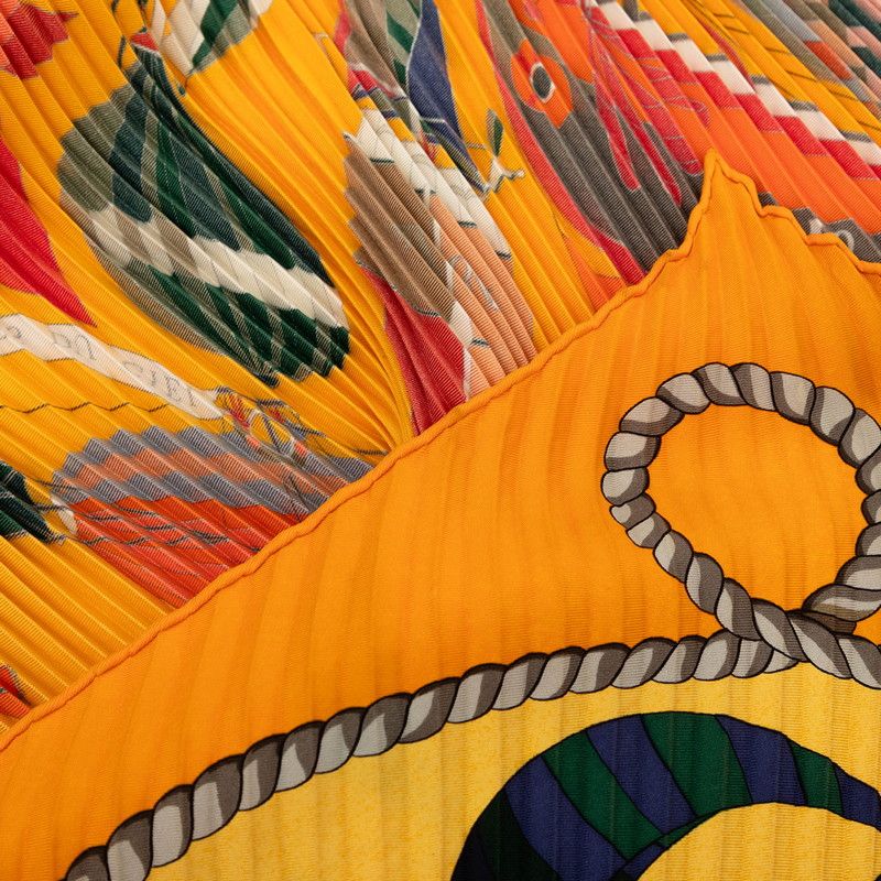 Hermes Puri Carre les Folies du Ciel Madness in the Sky Scarf Orange Silk — view 5