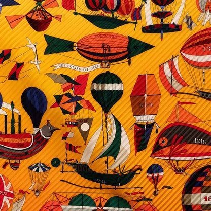 Hermes Puri Carre les Folies du Ciel Madness in the Sky Scarf Orange Silk — view 3