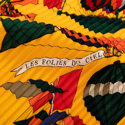 Hermes Puri Carre les Folies du Ciel Madness in the Sky Scarf Orange Silk — view 4