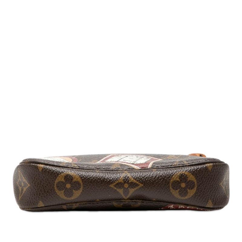 Louis Vuitton Monogram Patch Mini Pochette Soiru Pouch Handbag Brown Leather — view 3