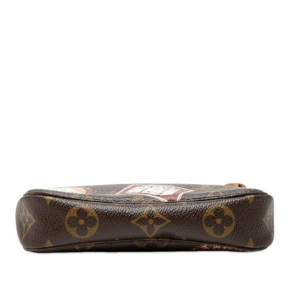 Louis Vuitton Monogram Patch Mini Pochette Soiru Pouch Handbag Brown Leather — view 3