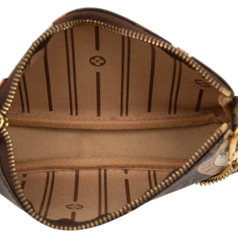 Louis Vuitton Monogram Patch Mini Pochette Soiru Pouch Handbag Brown Leather — view 4