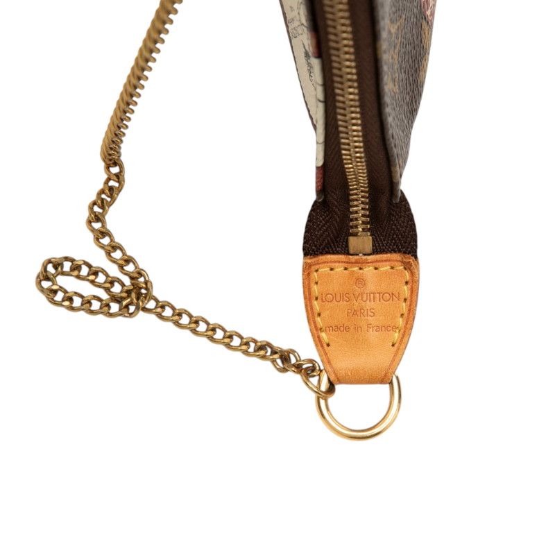 Louis Vuitton Monogram Patch Mini Pochette Soiru Pouch Handbag Brown Leather — view 6