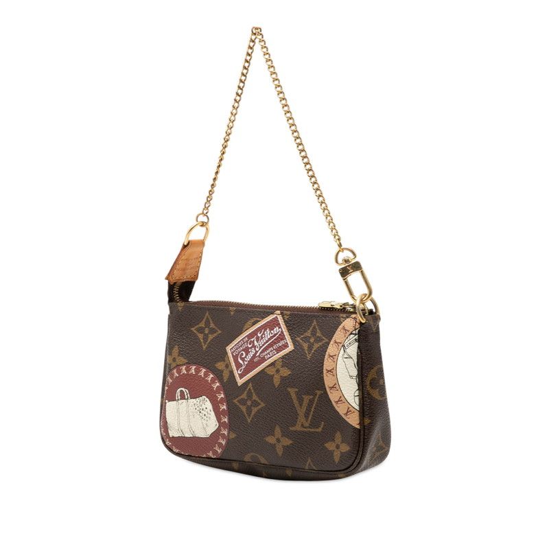 Louis Vuitton Monogram Patch Mini Pochette Soiru Pouch Handbag Brown Leather — view 2