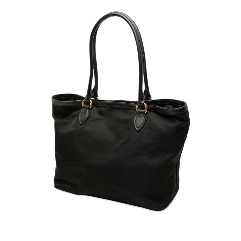 Prada Logo Tote Bag Black Nylon Leather — view 2