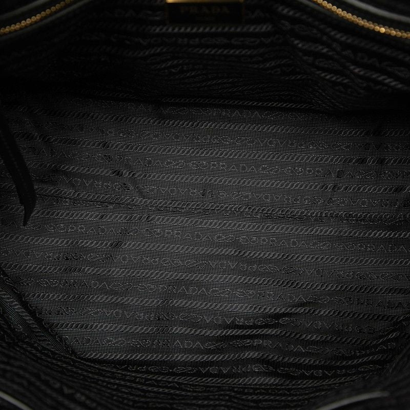 Prada Logo Tote Bag Black Nylon Leather — view 4